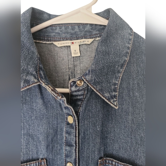 Tommy Hilfiger Midi Jean Dress Button Up Armless 6 - Picture 2 of 3